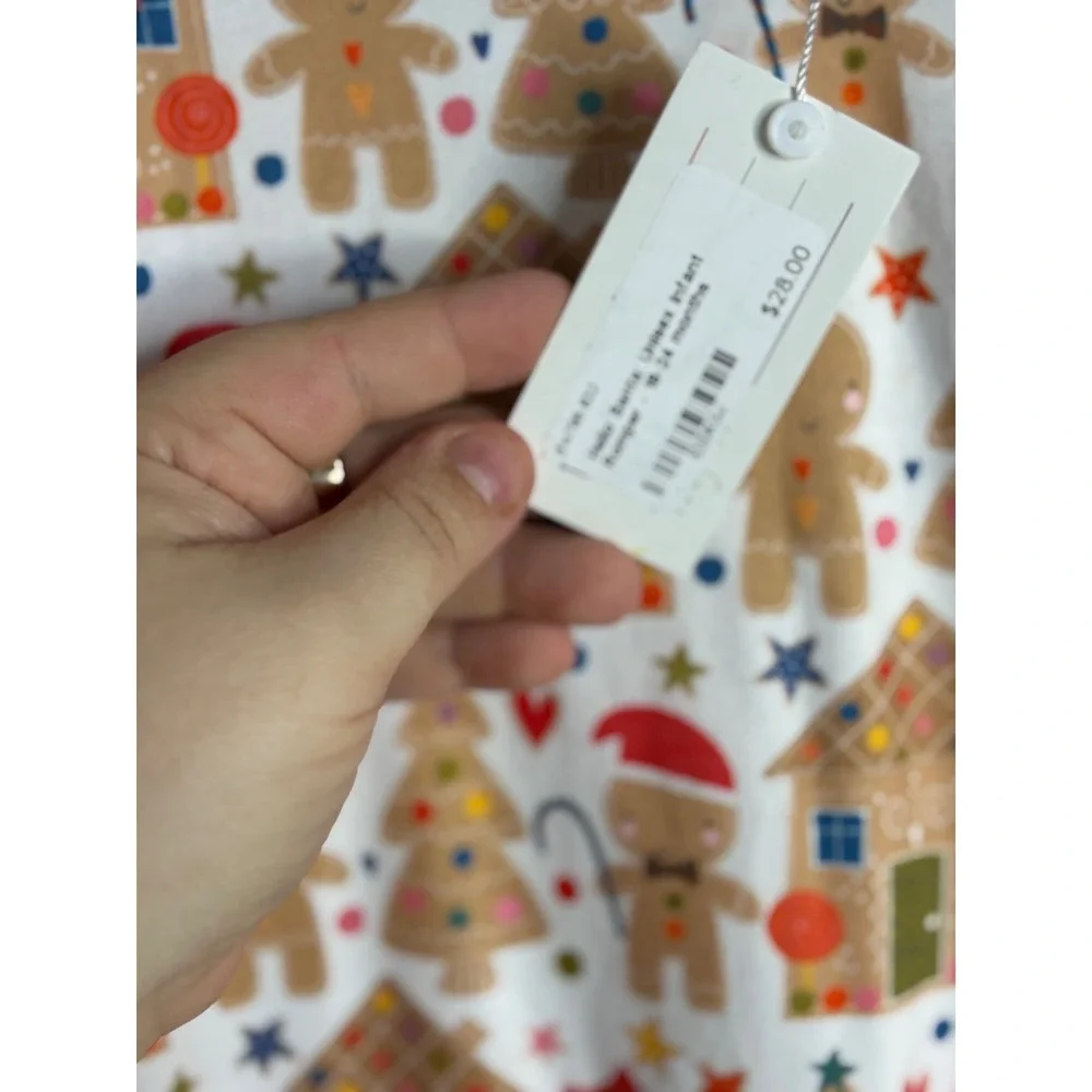 Pete & Lucy Gingerbread‎ Romper Unisex Infant 18-24 Months White Red Christmas